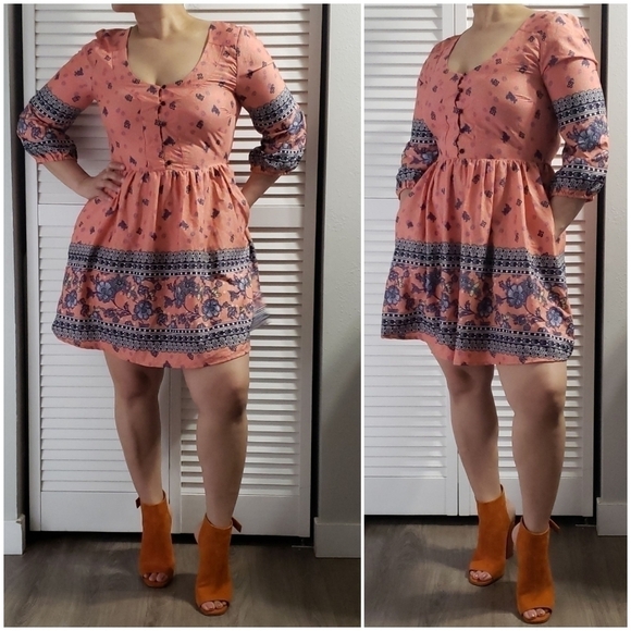 NWT American Rag Cie Dress, Color Orange Navy , Size M - Picture 3 of 17